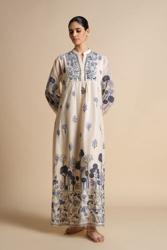 Peregrine Hand-embroidered Kantha Mul Kaftan - Ivory, Ivory, image 1